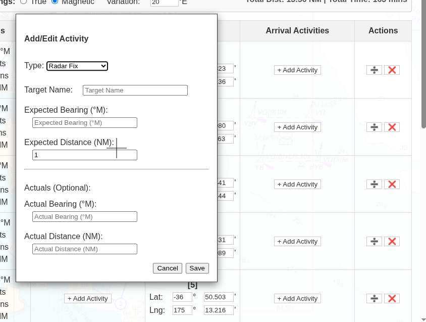 SeaMap - Passage Planner Activities